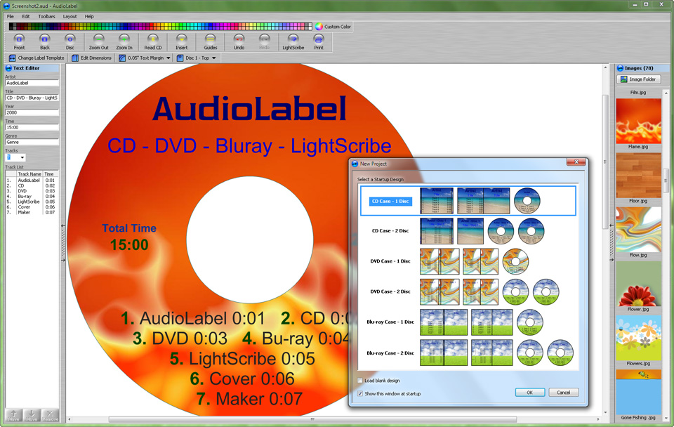 AudioLabel Cover Maker - Software for CD, DVD, LightScribe